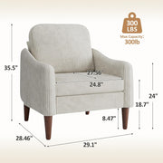 Corduroy Fabric Club Chair, Accent Barrel Chair, Furry Sherpa Elegant Armchair with Cozy Soft Padded, Suitable for Reception Room Bedroom Living Room Office