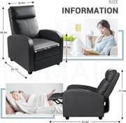 Recliner Chair, Recliner Sofa PU Leather for Adults, Recliners Home Theater Seating with Lumbar Support, Reclining Sofa Chair for Living Room