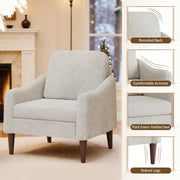 Corduroy Fabric Club Chair, Accent Barrel Chair, Furry Sherpa Elegant Armchair with Cozy Soft Padded, Suitable for Reception Room Bedroom Living Room Office