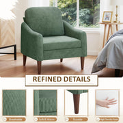 Corduroy Fabric Club Chair, Accent Barrel Chair, Furry Sherpa Elegant Armchair with Cozy Soft Padded, Suitable for Reception Room Bedroom Living Room Office