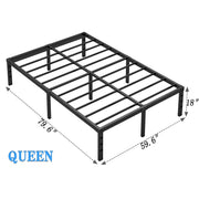 Modern Metal Bed Frame with Headboard and Storage - Queen, King, Twin, Full , Heavy Duty Sturdy Mattress Foundation, Easy Assembly, No Box Spring Needed, Black