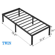Modern Metal Bed Frame with Headboard and Storage - Queen, King, Twin, Full , Heavy Duty Sturdy Mattress Foundation, Easy Assembly, No Box Spring Needed, Black