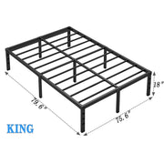 Modern Metal Bed Frame with Headboard and Storage - Queen, King, Twin, Full , Heavy Duty Sturdy Mattress Foundation, Easy Assembly, No Box Spring Needed, Black