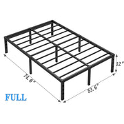 Modern Metal Bed Frame with Headboard and Storage - Queen, King, Twin, Full , Heavy Duty Sturdy Mattress Foundation, Easy Assembly, No Box Spring Needed, Black