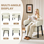 Corduroy Barrel Accent Chair Set of 2, Modern Upholstered Armchair with Solid Wood Legs, Cozy Leisure Chair with Pocket Coiled Seat for Living Room, Bedroom, Reading