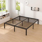 Modern Metal Bed Frame with Headboard and Storage - Queen, King, Twin, Full , Heavy Duty Sturdy Mattress Foundation, Easy Assembly, No Box Spring Needed, Black