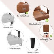 PU Leather Accent Chair, Mid-Century Modern Armchair with Solid Wood Legs, Reading Leisure Chair with High Back for Living Room Bedroom Waiting Room, Brown