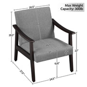 Accent Chair, Mid-Century Living Room Chair, Modern Linen Fabric Side Chair with High Back for Living Room/Office/Bedroom, Minimalist, Dark Gray