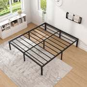 Modern Metal Bed Frame with Headboard and Storage - Queen, King, Twin, Full , Heavy Duty Sturdy Mattress Foundation, Easy Assembly, No Box Spring Needed, Black
