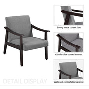 Accent Chair, Mid-Century Living Room Chair, Modern Linen Fabric Side Chair with High Back for Living Room/Office/Bedroom, Minimalist, Dark Gray