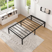 Modern Metal Bed Frame with Headboard and Storage - Queen, King, Twin, Full , Heavy Duty Sturdy Mattress Foundation, Easy Assembly, No Box Spring Needed, Black