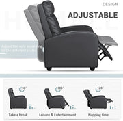 Recliner Chair, Recliner Sofa PU Leather for Adults, Recliners Home Theater Seating with Lumbar Support, Reclining Sofa Chair for Living Room
